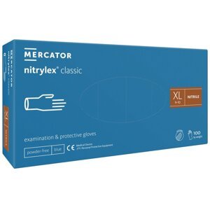 MERCATOR Medical Nitrylex Classic vyšetřovací nitrilové rukavice XL (9-10) modré, 100ks