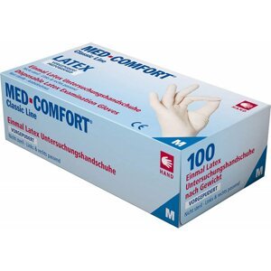 Ampri Med-Comfort latexové pudrované vyšetřovací rukavice M 7-8, 100ks