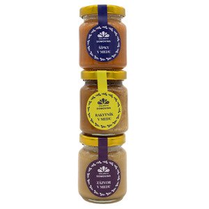 Dárkové balení ochucených medů - šípky/rakytník/zázvor 3 x 75 g